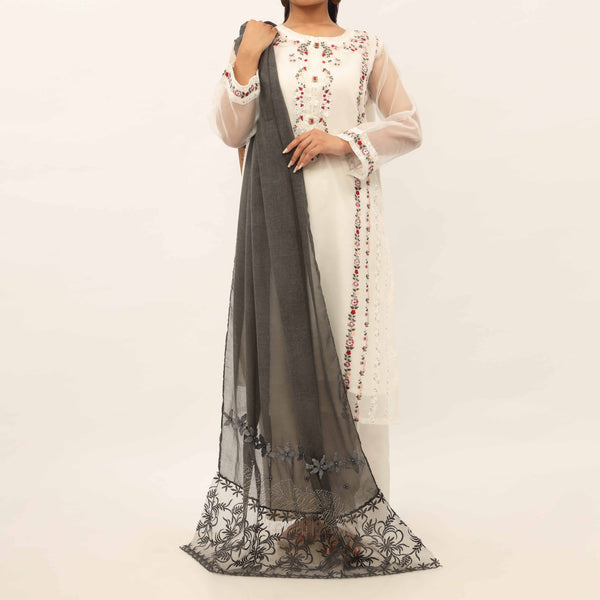 Black Embroidered Stole PD5269