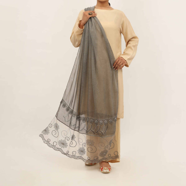 Grey Embroidered Stole PD5271