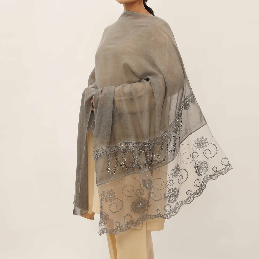 Grey Embroidered Stole PD5271