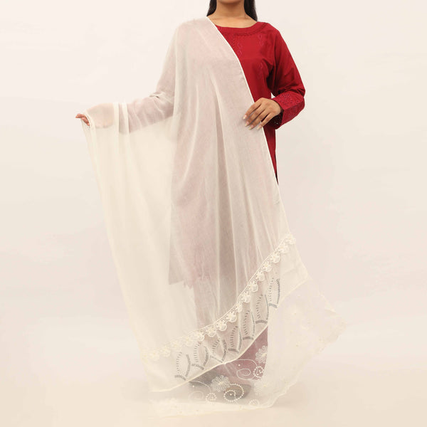 Cream Embroidered Stole PD5272