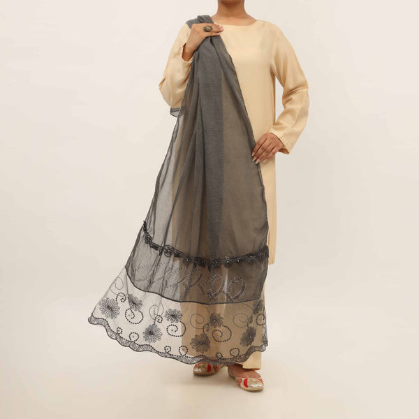 Black Embroidered Stole PD5273