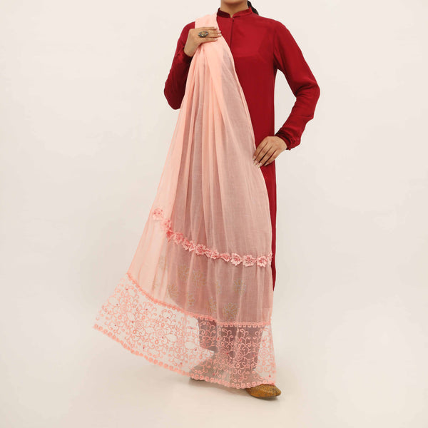 Peach Embroidered Stole PD5274
