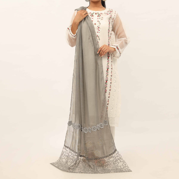 Grey Embroidered Stole PD5275