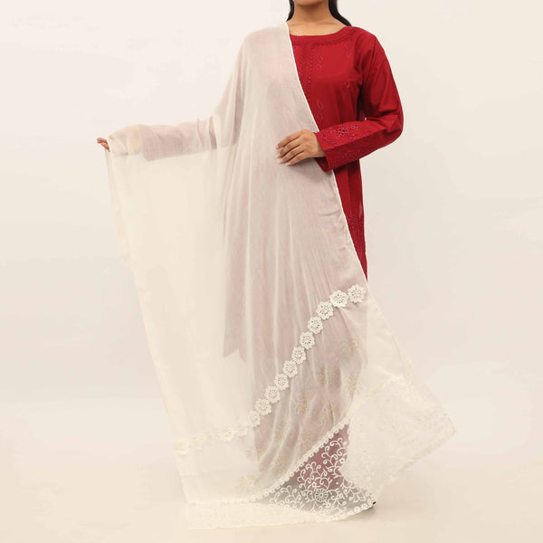 Cream Embroidered Stole PD5276