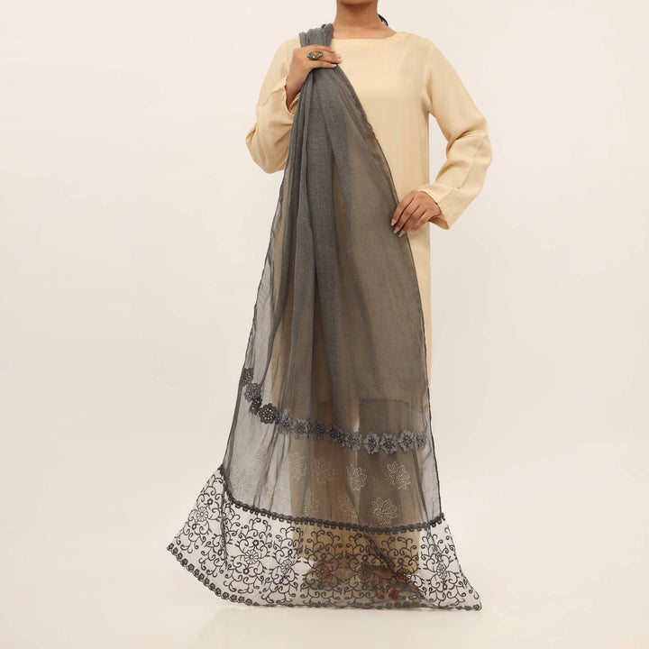 Black Embroidered Stole PD5277