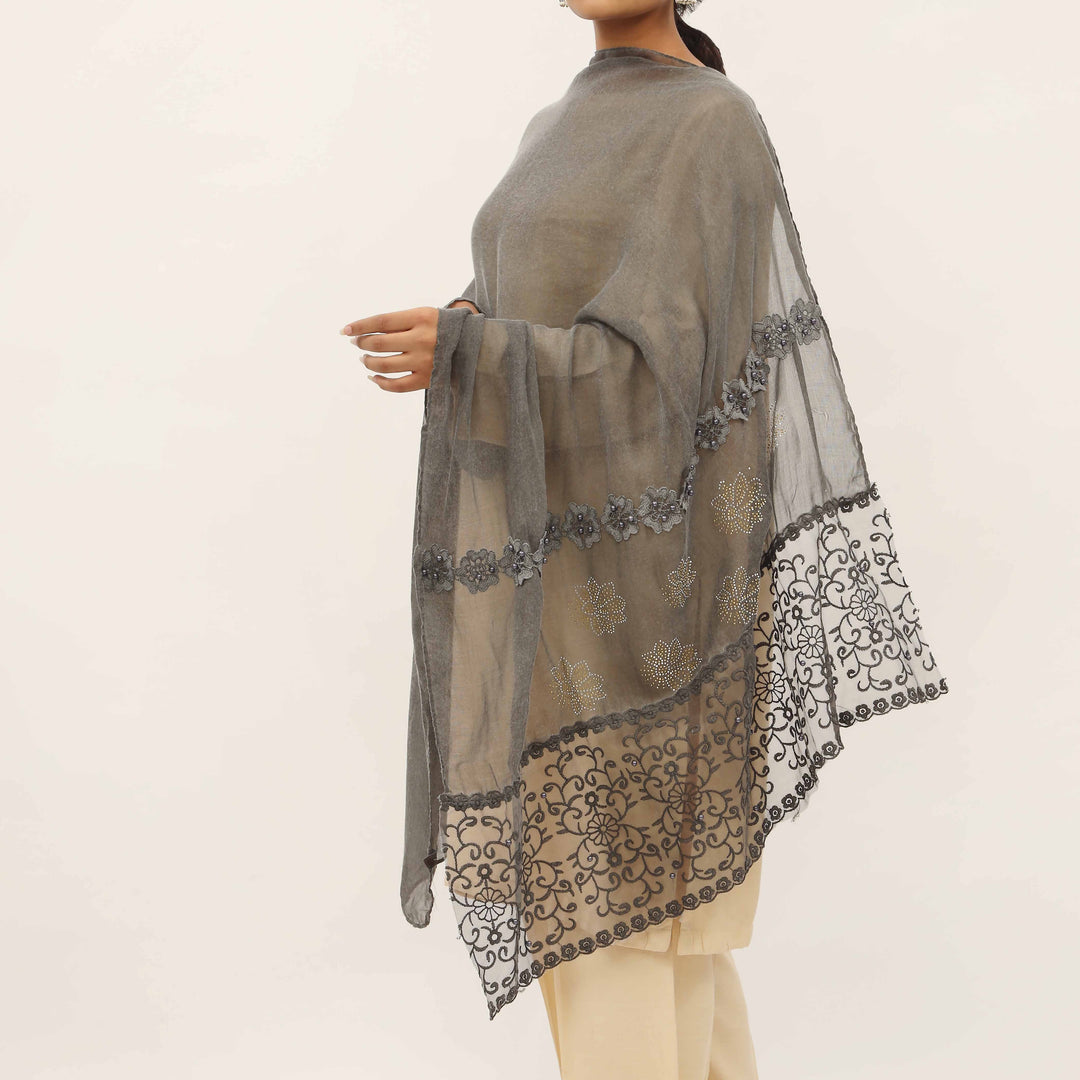 Black Embroidered Stole PD5277