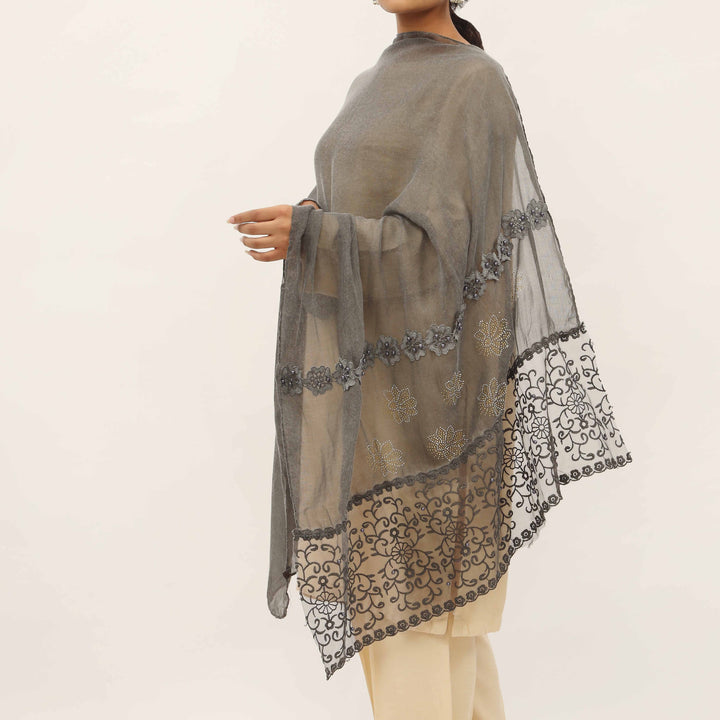 Black Embroidered Stole PD5277