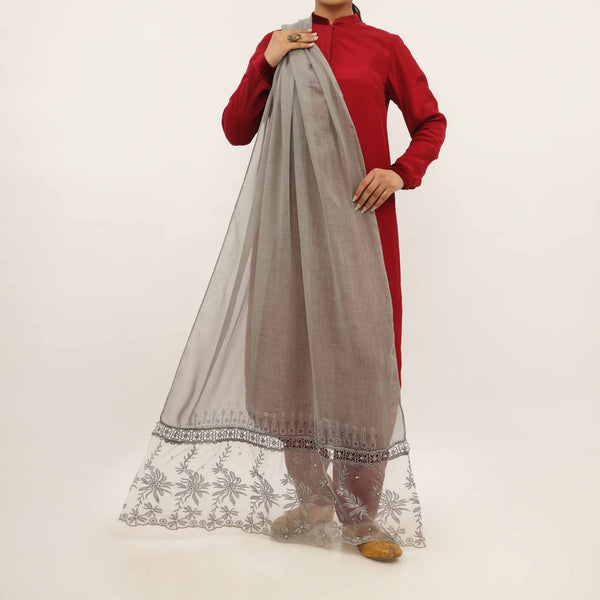 Grey Embroidered Stole PD5278