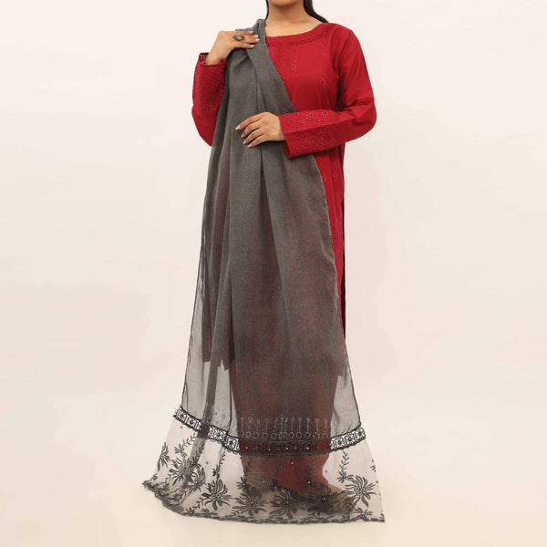Black Embroidered Stole PD5281