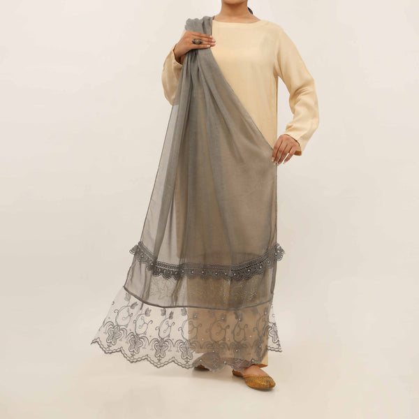Grey Embroidered Stole PD5282