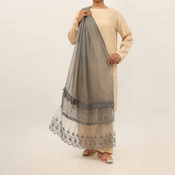Grey Embroidered Stole PD5286