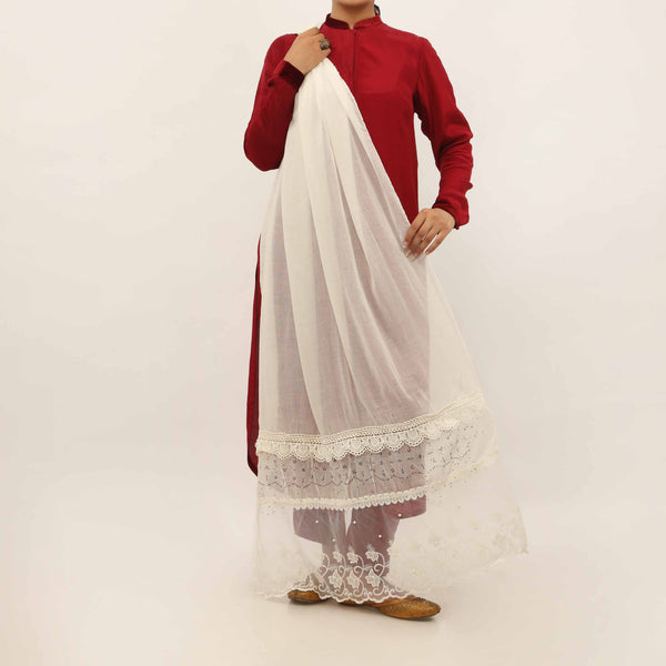 Cream Embroidered Stole PD5287