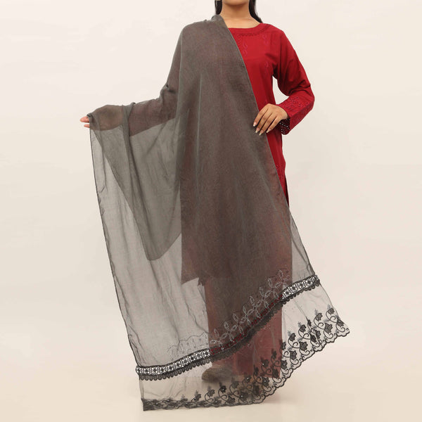 Black Embroidered Stole PD5289