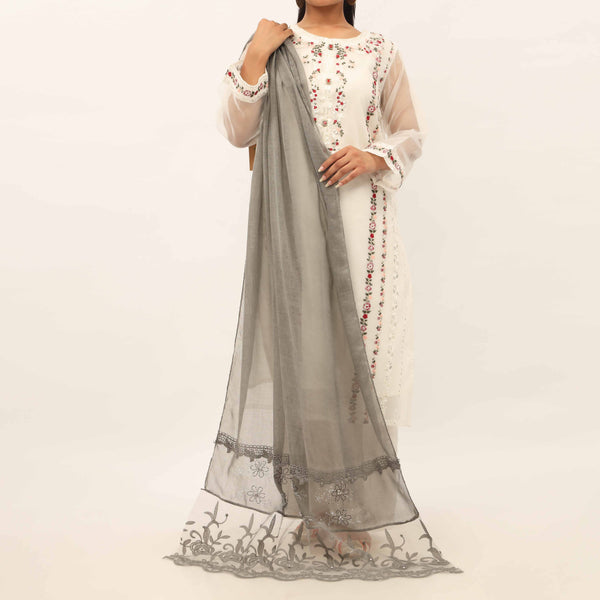 Grey Embroidered Stole PD5290