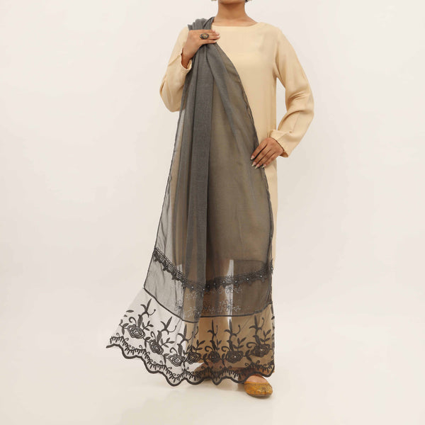 Black Embroidered Stole PD5293