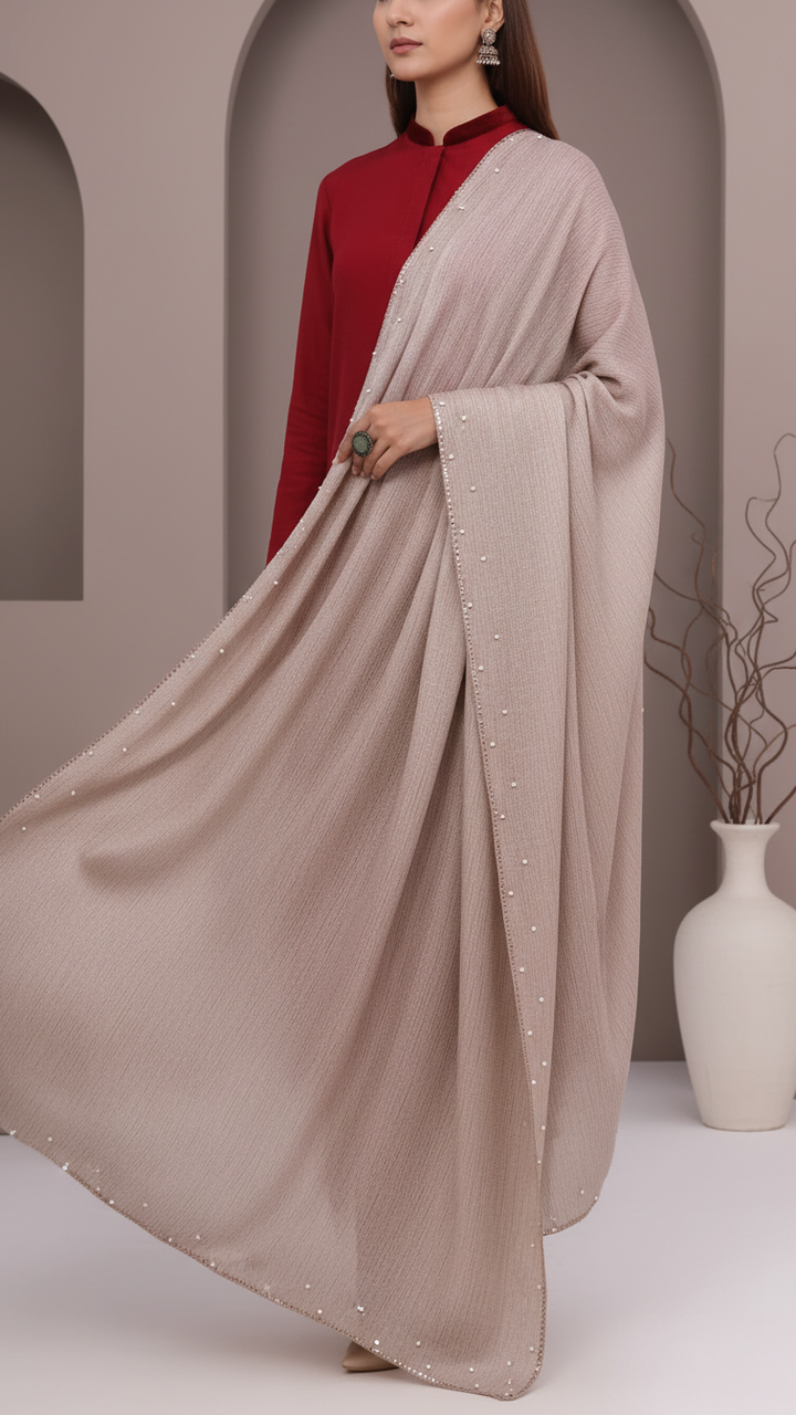 Beige Embroidered Stole PD5294