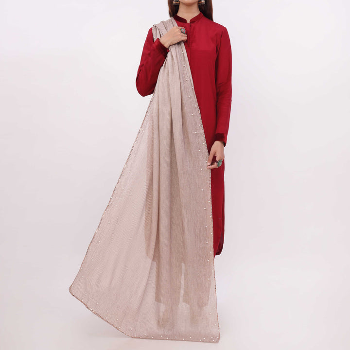 Beige Embroidered Stole PD5294