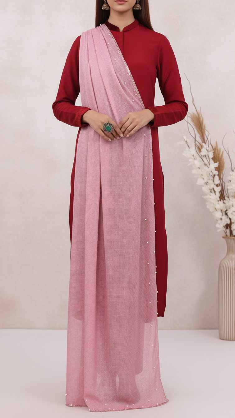 Pink Embroidered Stole PD5297