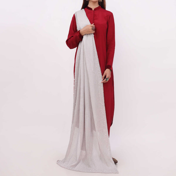 Grey Embroidered Stole PD5298