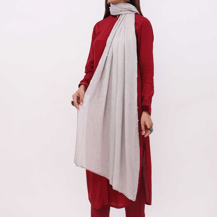 Grey Embroidered Stole PD5298