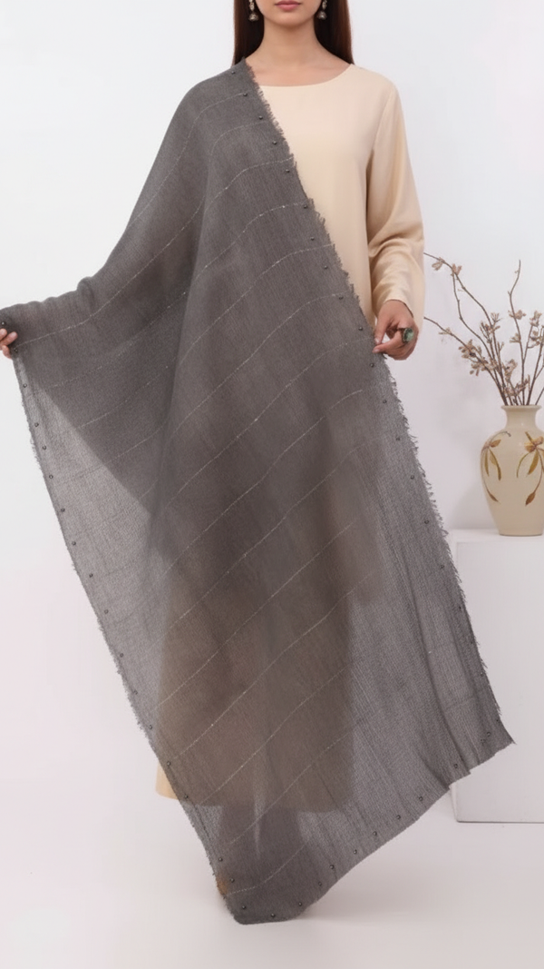 Black Embroidered Stole PD5303