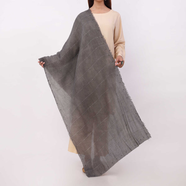 Black Embroidered Stole PD5303