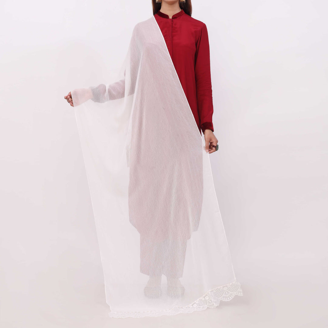 White Embroidered Stole PD5306