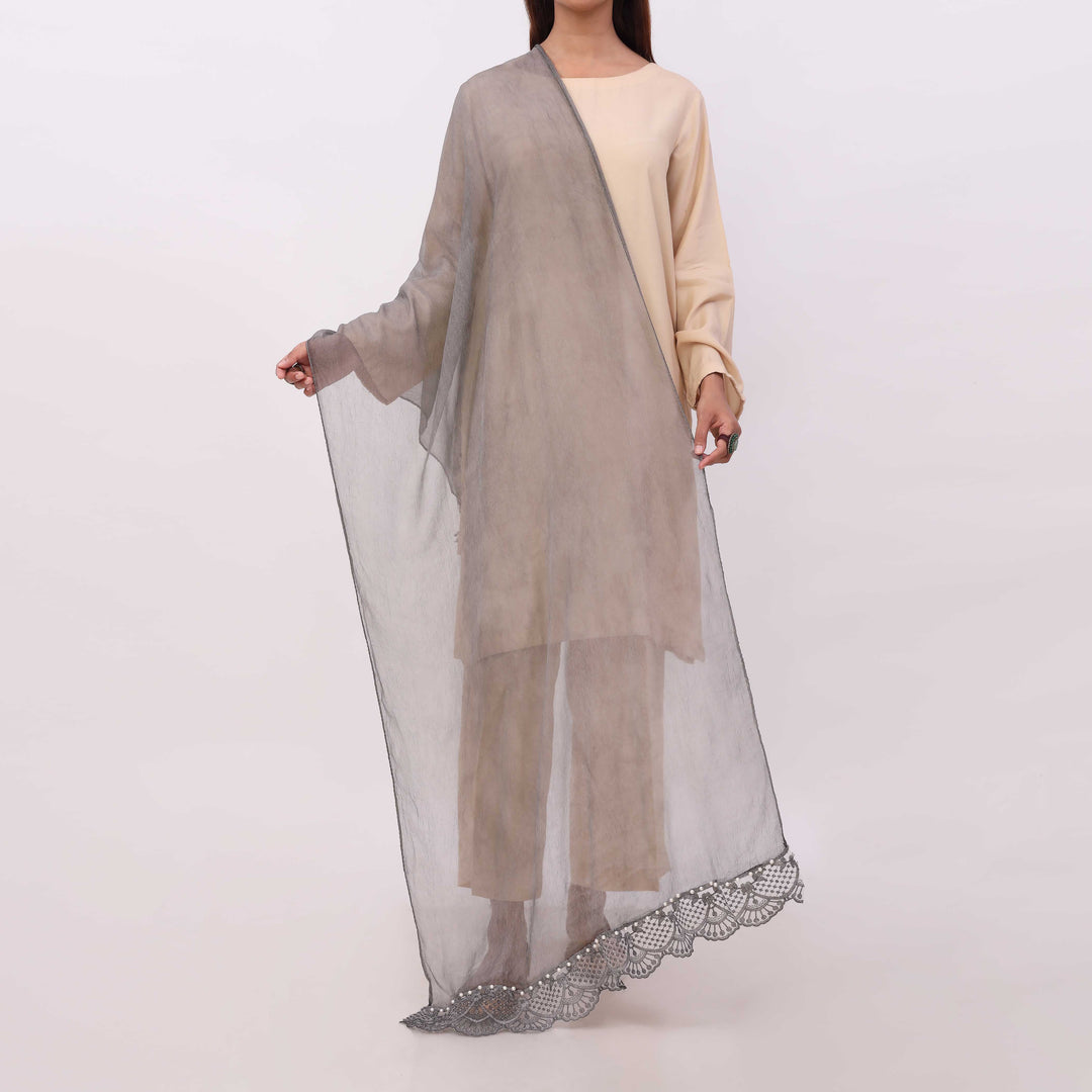 Black Embroidered Stole PD5307