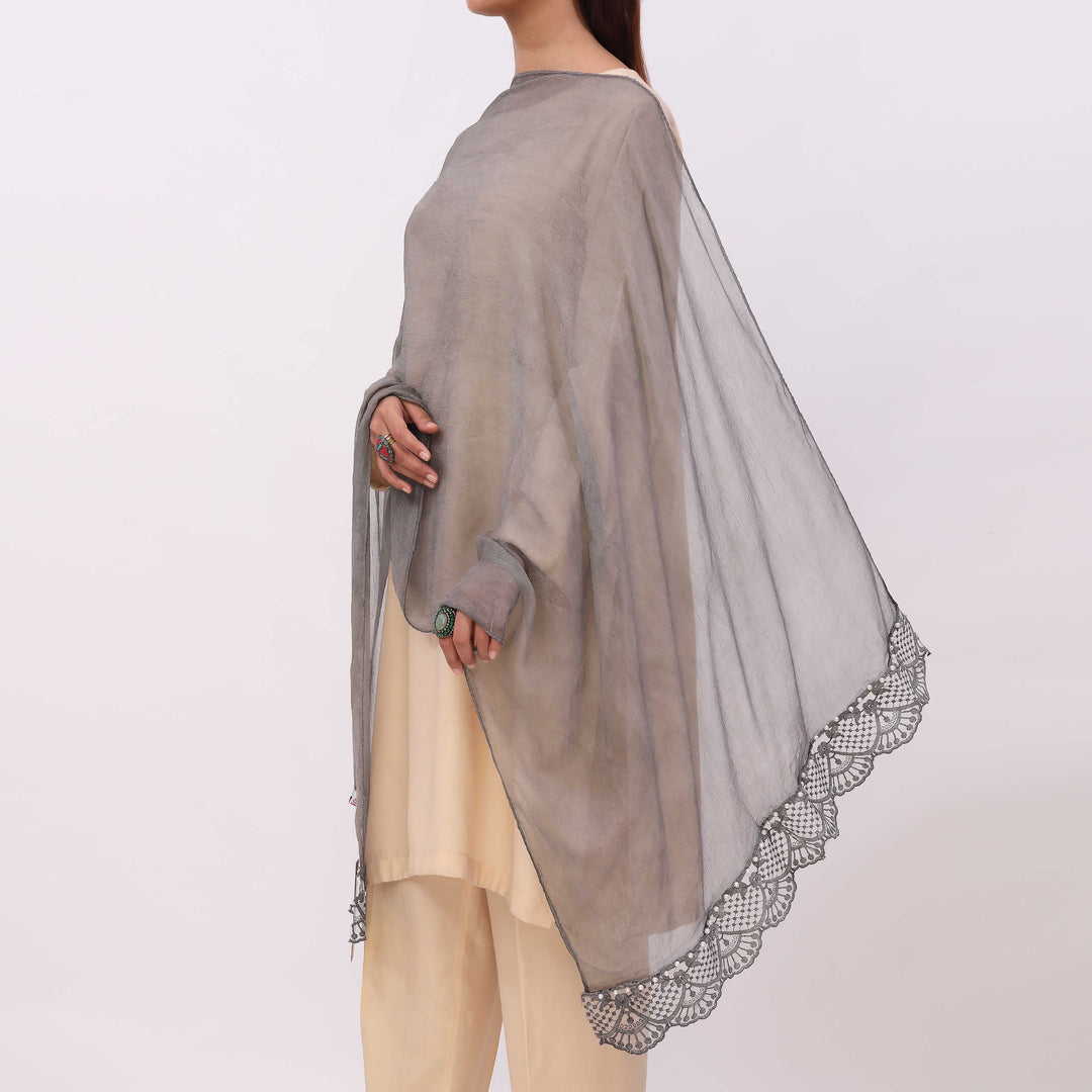 Black Embroidered Stole PD5307