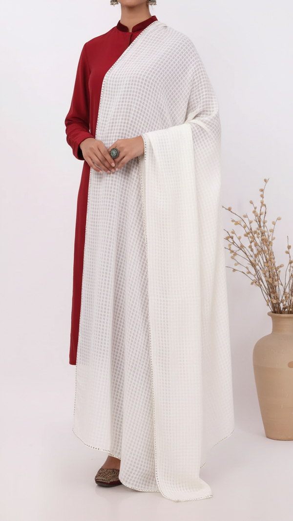 White Embroidered Stole PD5310