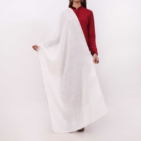 White Embroidered Stole PD5310