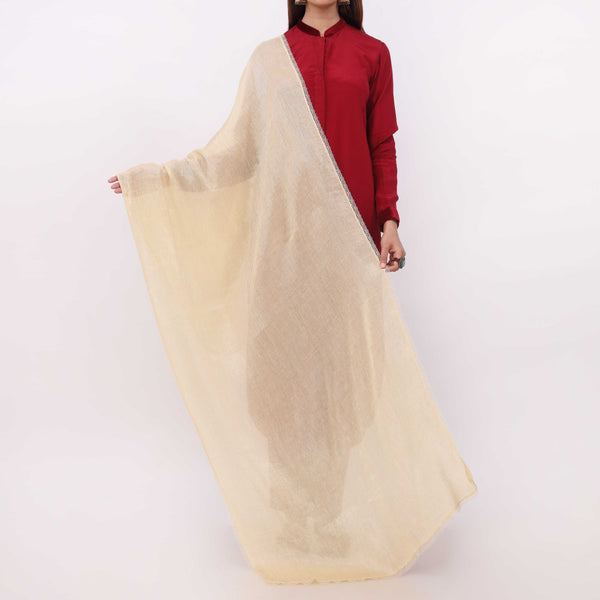 Cream Embroidered Stole PD5312