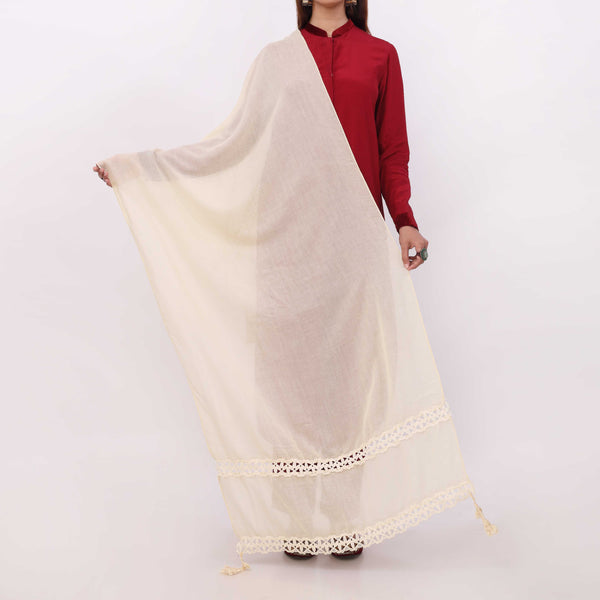 Cream Embroidered Stole PD5316