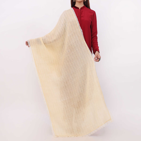 Cream Embroidered Stole PD5319
