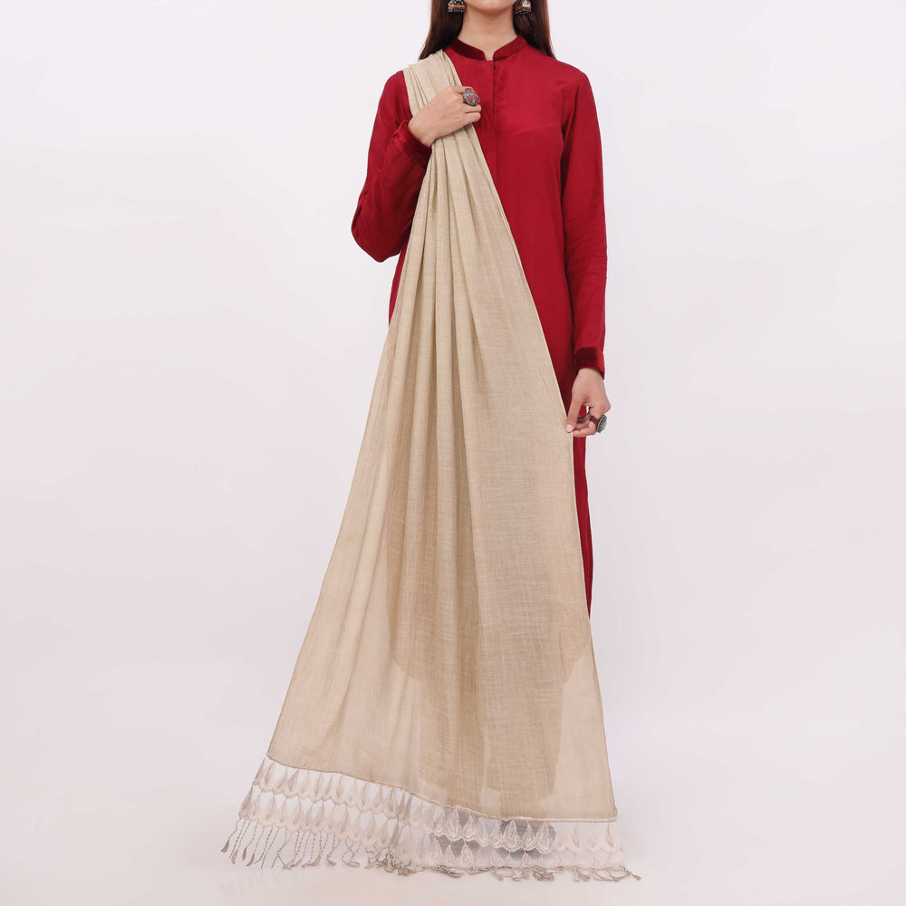 Beige Embroidered Stole PD5328