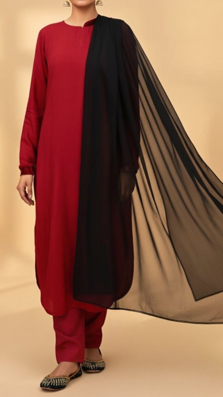Black Dyed Chiffon Dupatta PD5368