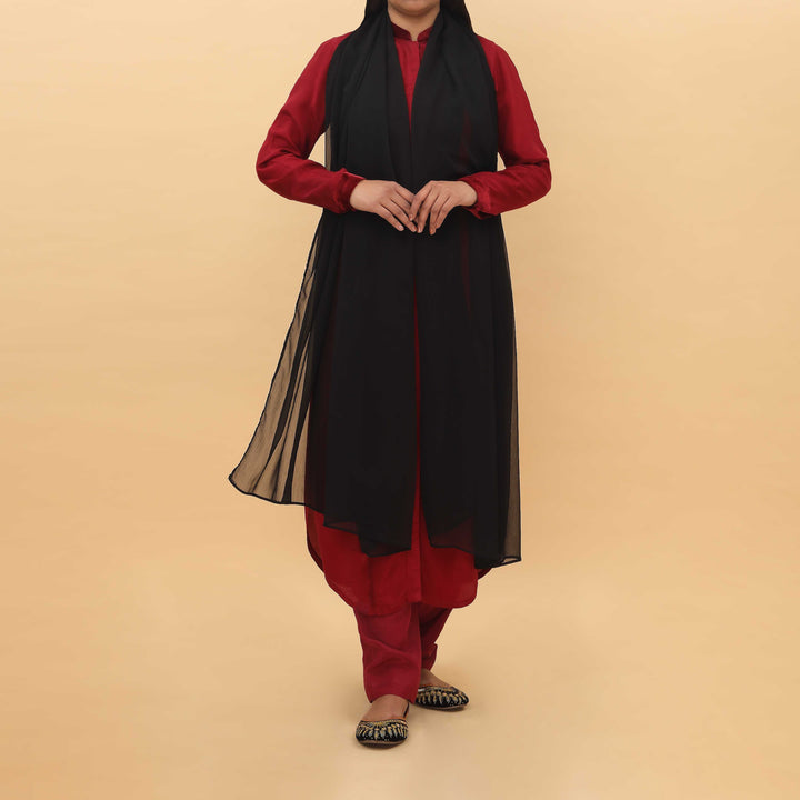 Black Dyed Chiffon Dupatta PD5368