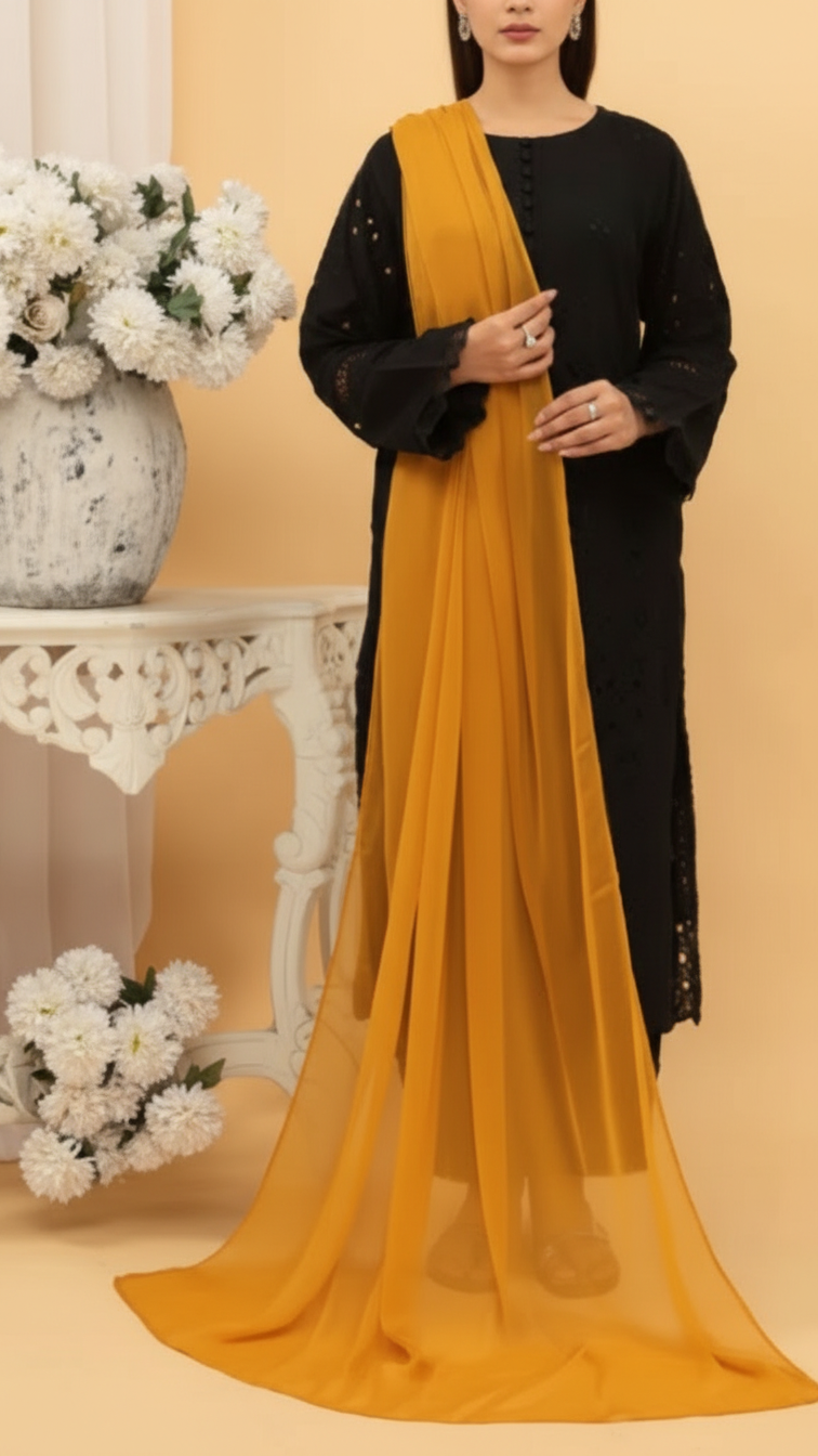Mustard Plain Chiffon Dupatta PD5372