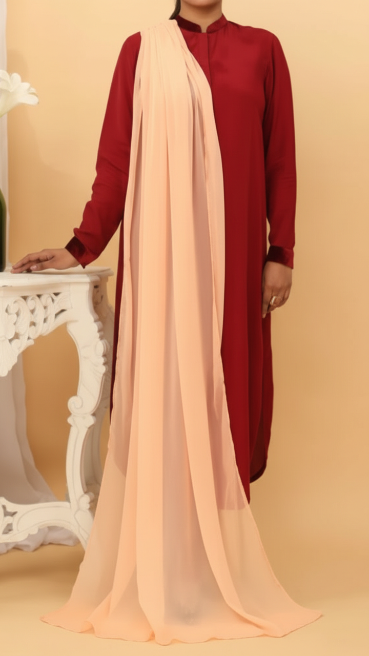 Peach Plain Chiffon Dupatta PD5374