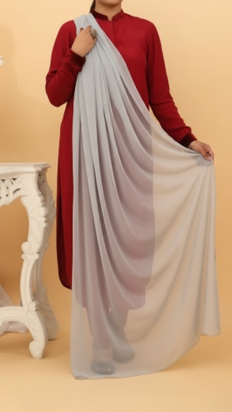 Grey Plain Chiffon Dupatta PD5375