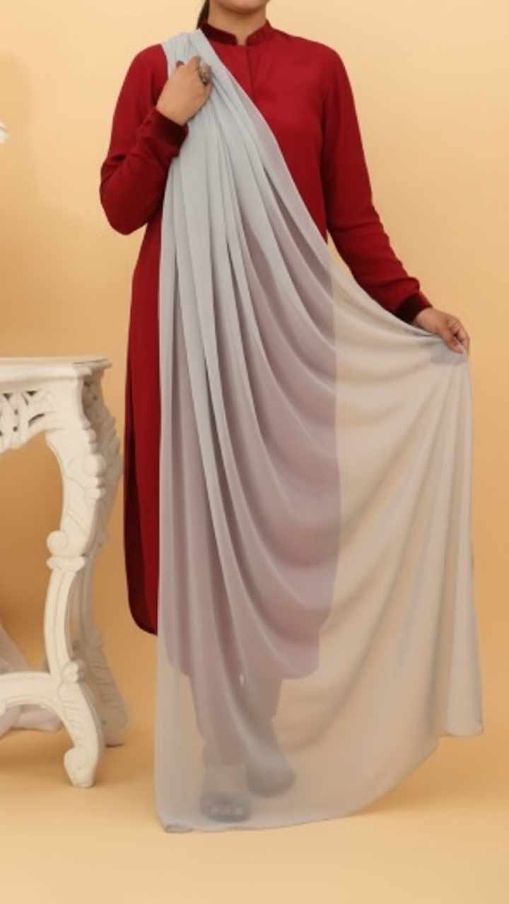 Grey Plain Chiffon Dupatta PD5375