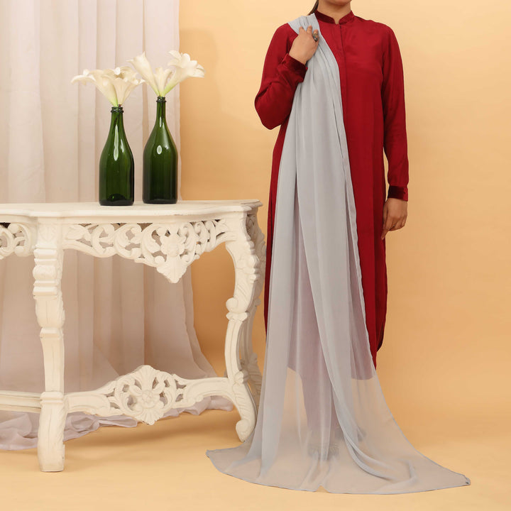 Grey Plain Chiffon Dupatta PD5375