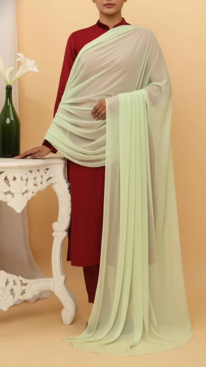 Seagreen Plain Chiffon Dupatta PD5377