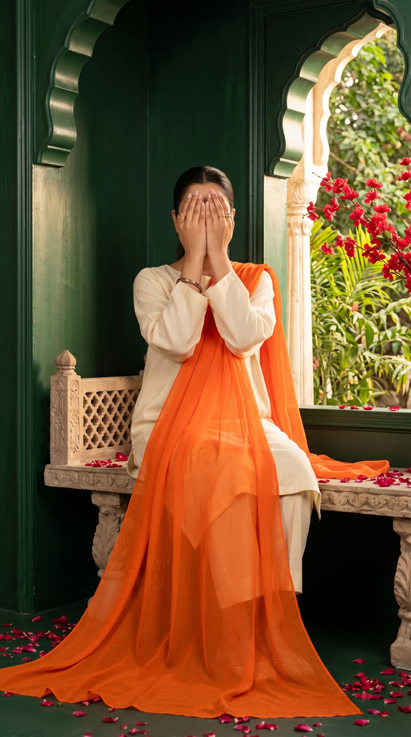 Orange Plain Chiffon Dupatta PD5383