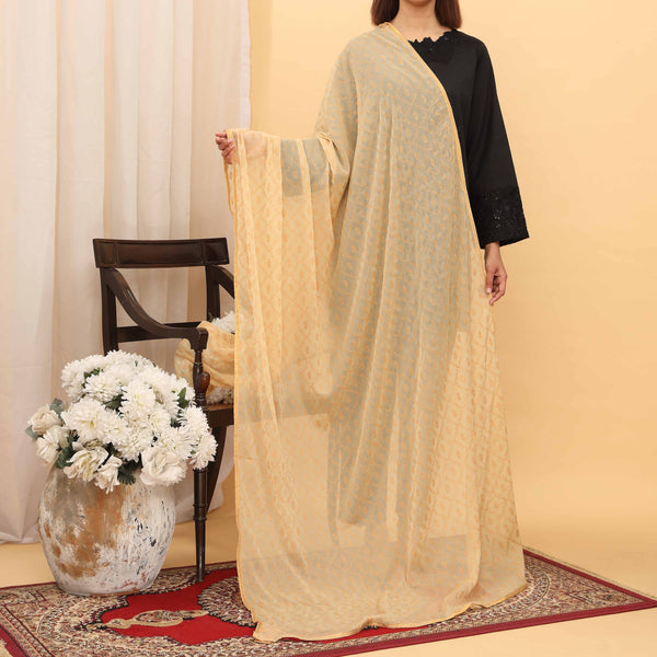 Beige Screen Printed Chiffon Dupatta PD5390
