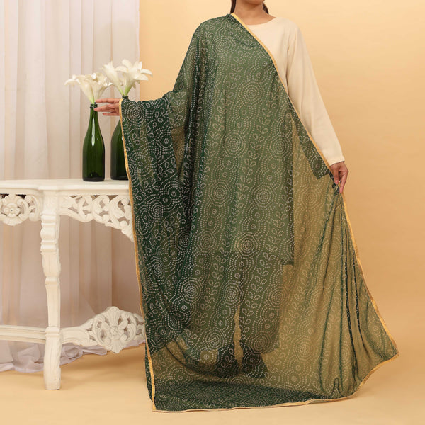 Green Printed Chiffon Dupatta PD5393