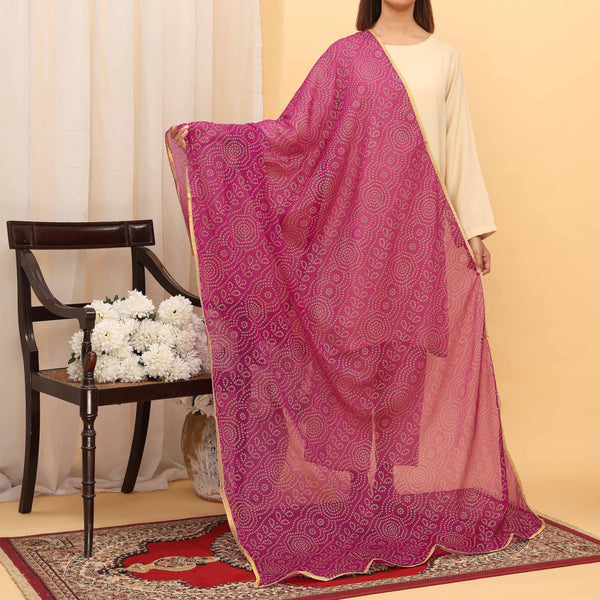 Purple Screen Printed Chiffon Dupatta PD5395
