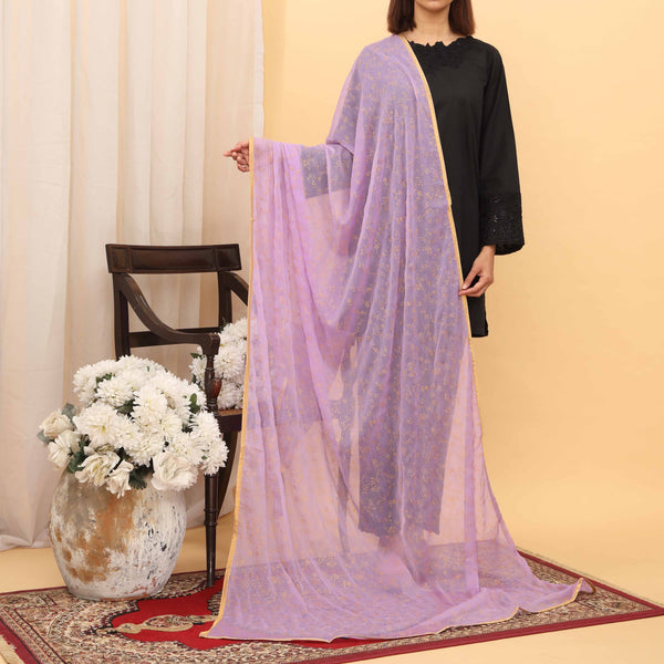 Lilac Screen Printed Chiffon Dupatta PD5396