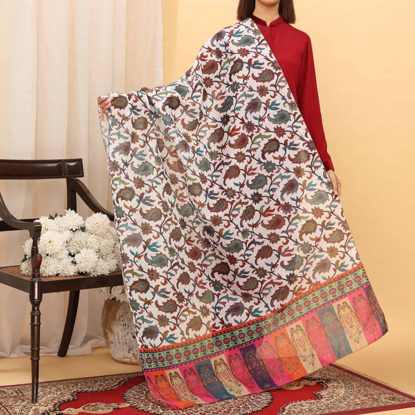 White Printed Dupatta PD5401