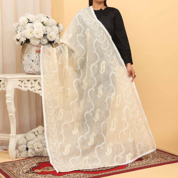 Beige Embroidered Dupatta PD5418